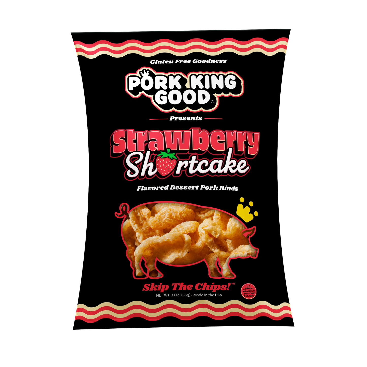 Pork King Good Strawberry Shortcake Pork Rinds - 3 oz