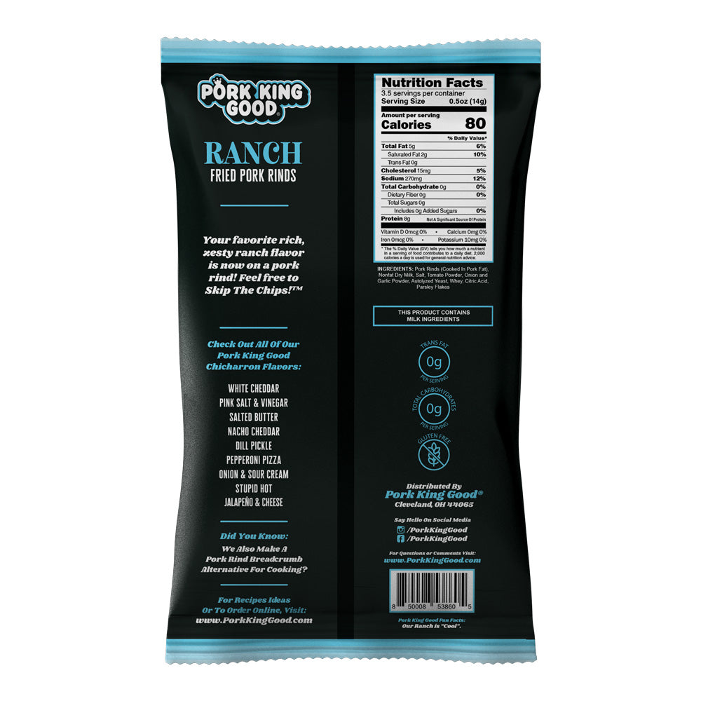 Pork King Good Ranch Pork Rinds 1.75 oz - Single Bag