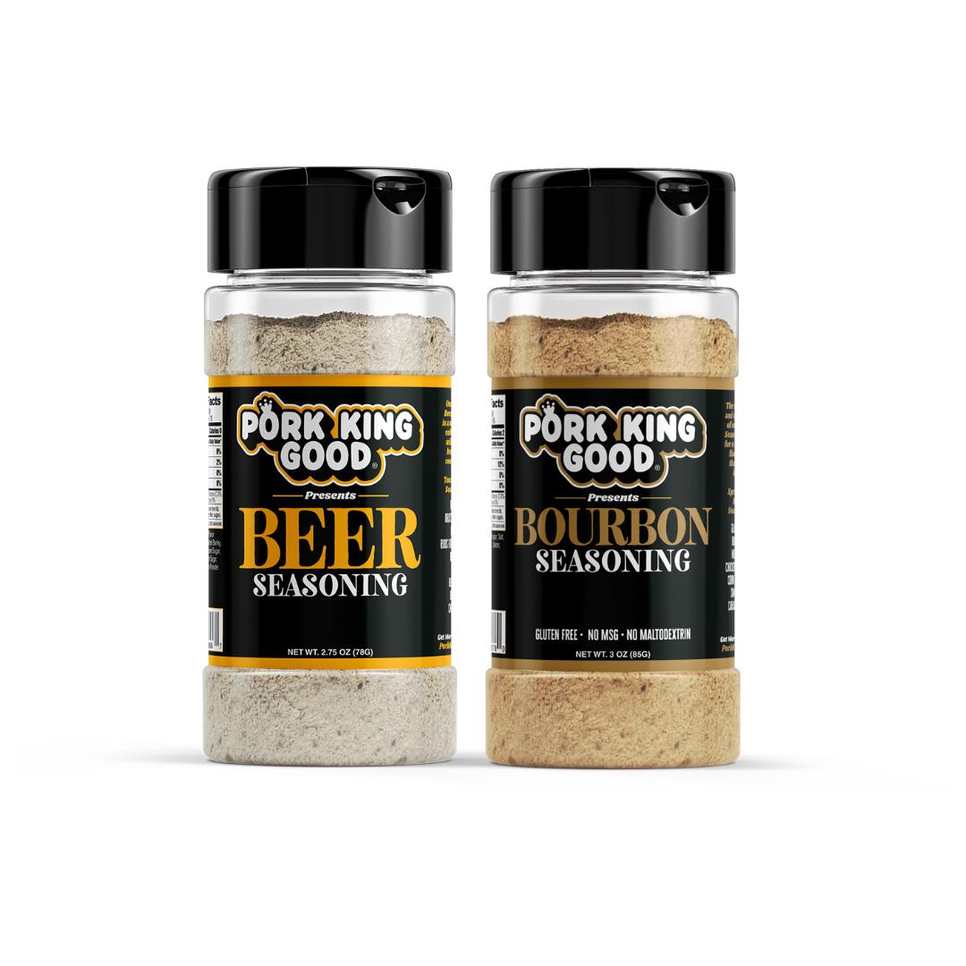 Pork King Good Tipsy Two Pack: Beer and Bourbon Seasoning Shakers