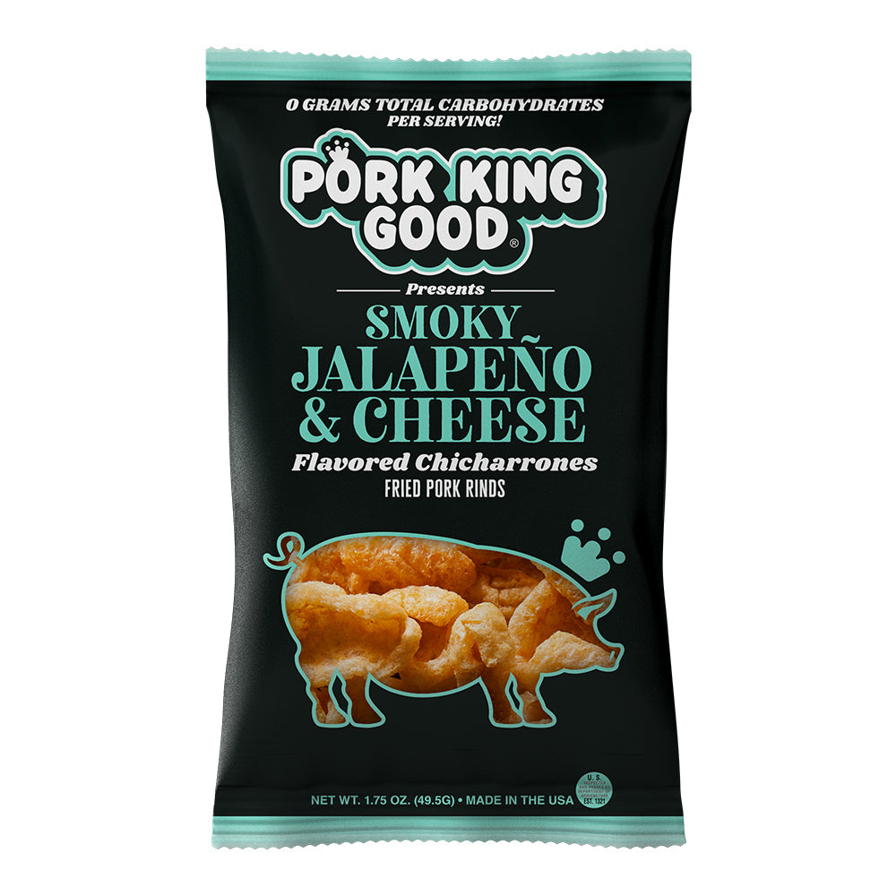 Pork King Good Smoky Jalapeno & Cheese Pork Rinds - Keto Diet Snacks