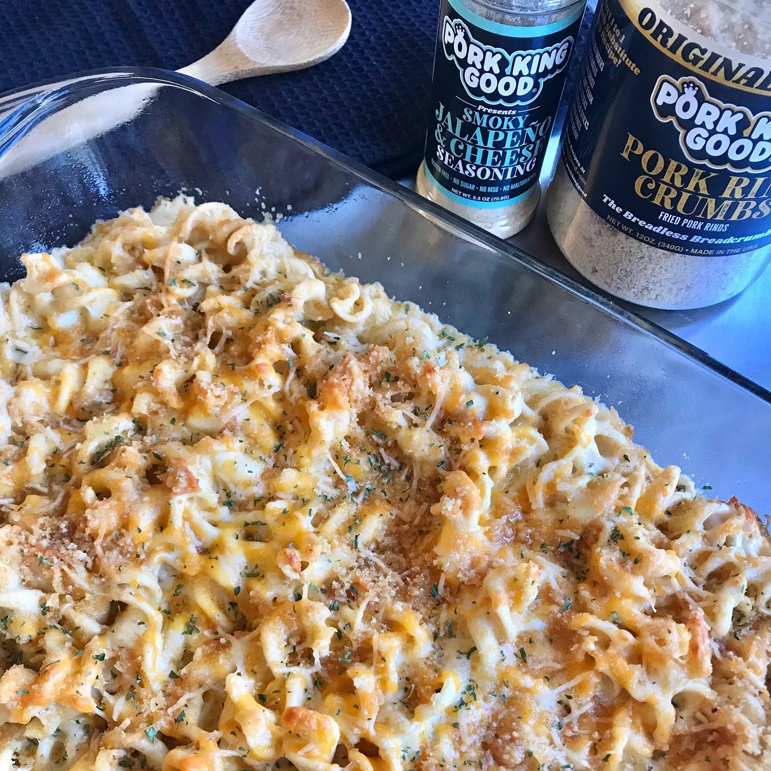 Pork King Good Low Carb Baked Smoky Jalapeno Mac and Cheese