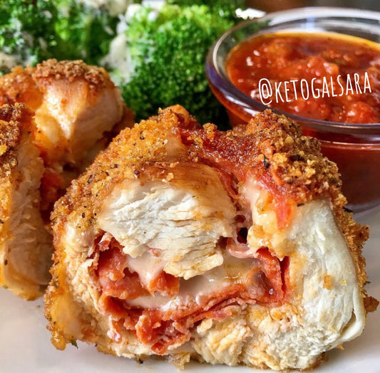 Loaded Chicken Pepperoni Parmesan by Sara Fiddler ( @ketogalsara )