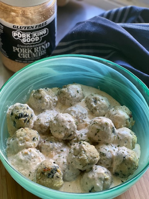 Spinach and Feta Chicken Meatballs with Garlic Cream Sauce