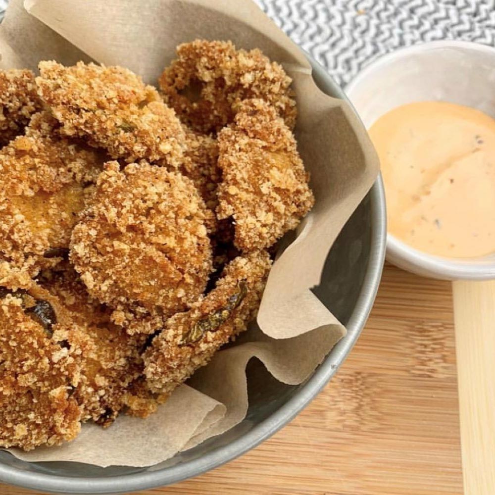 Keto Pork Rind Crumb Fried Pickles