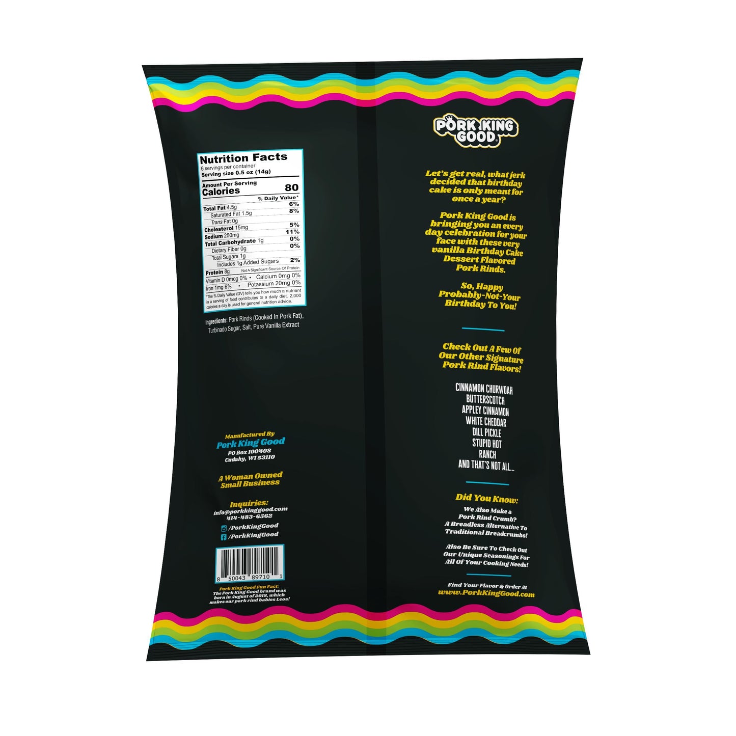 Pork King Good Birthday Cake Pork Rinds 3 oz - Single Bag