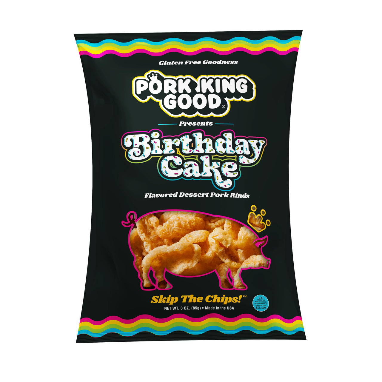 Pork King Good Birthday Cake Pork Rinds - 3 oz