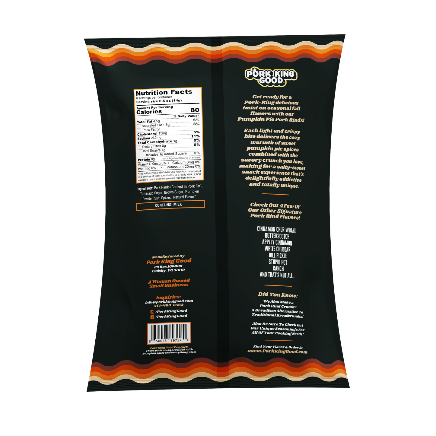 Pork King Good Pumpkin Pie Pork Rinds 3 oz - Single Bag