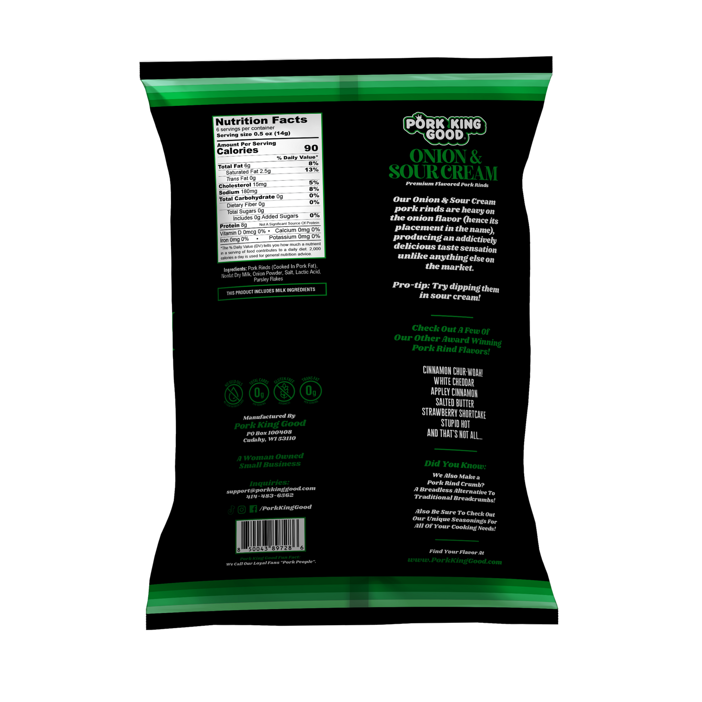 Pork King Good Onion & Sour Cream Pork Rinds - 3 oz