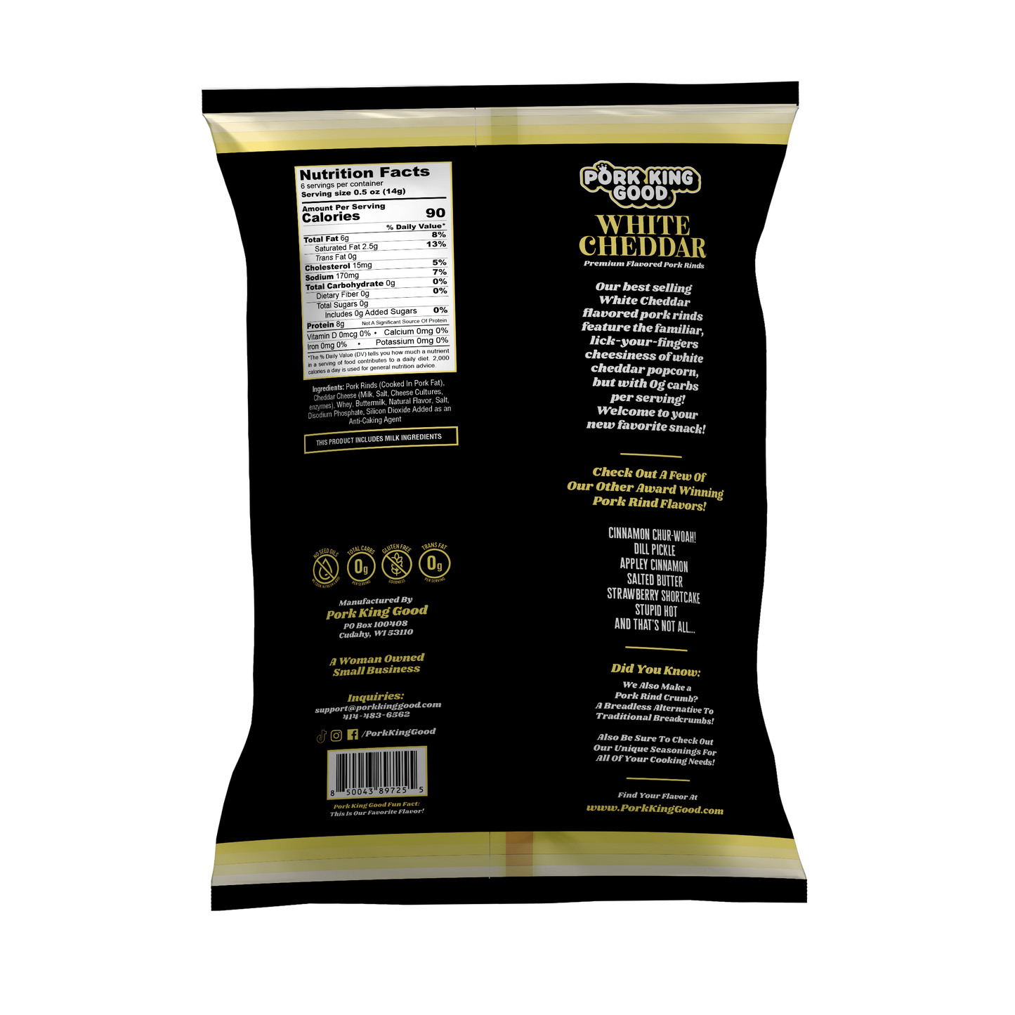 Pork King Good White Cheddar Pork Rinds - 3 oz