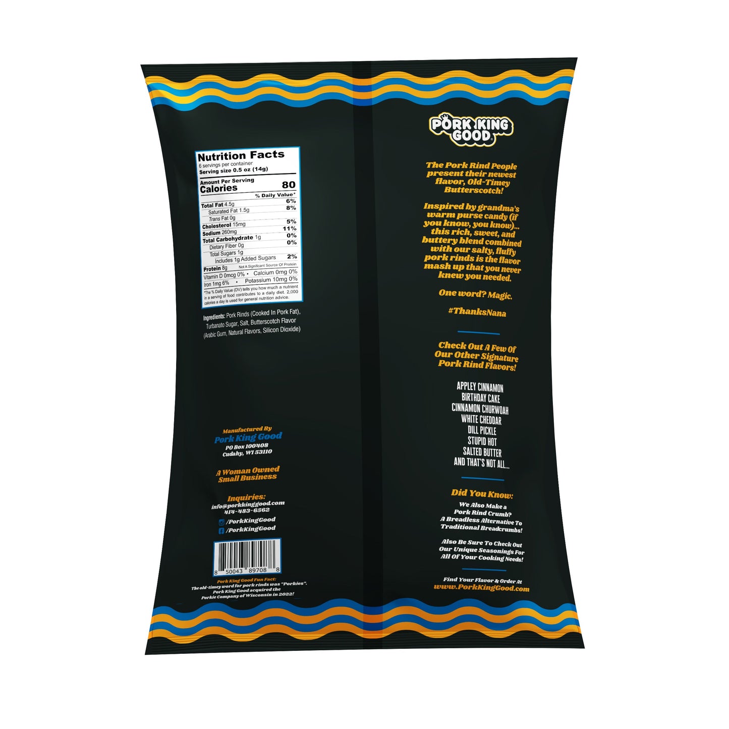 Pork King Good Old Timey Butterscotch Pork Rinds 3 oz - Single Bag