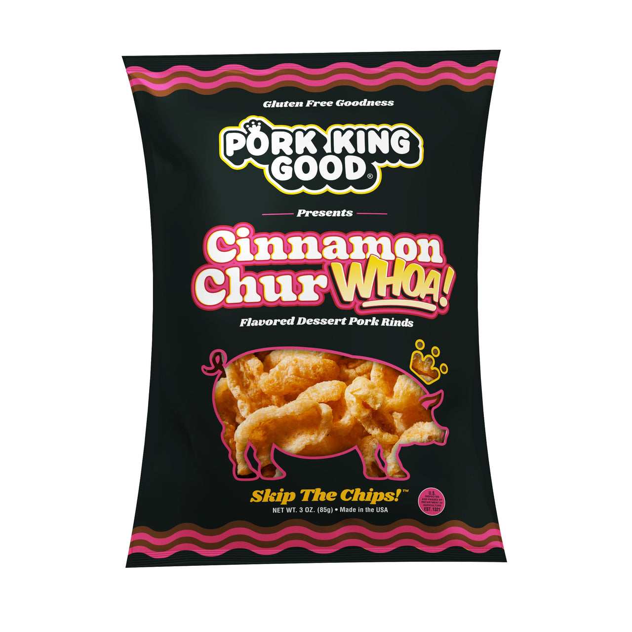 Pork King Good Cinnamon ChurWHOA Pork Rinds 3 oz - Single Bag