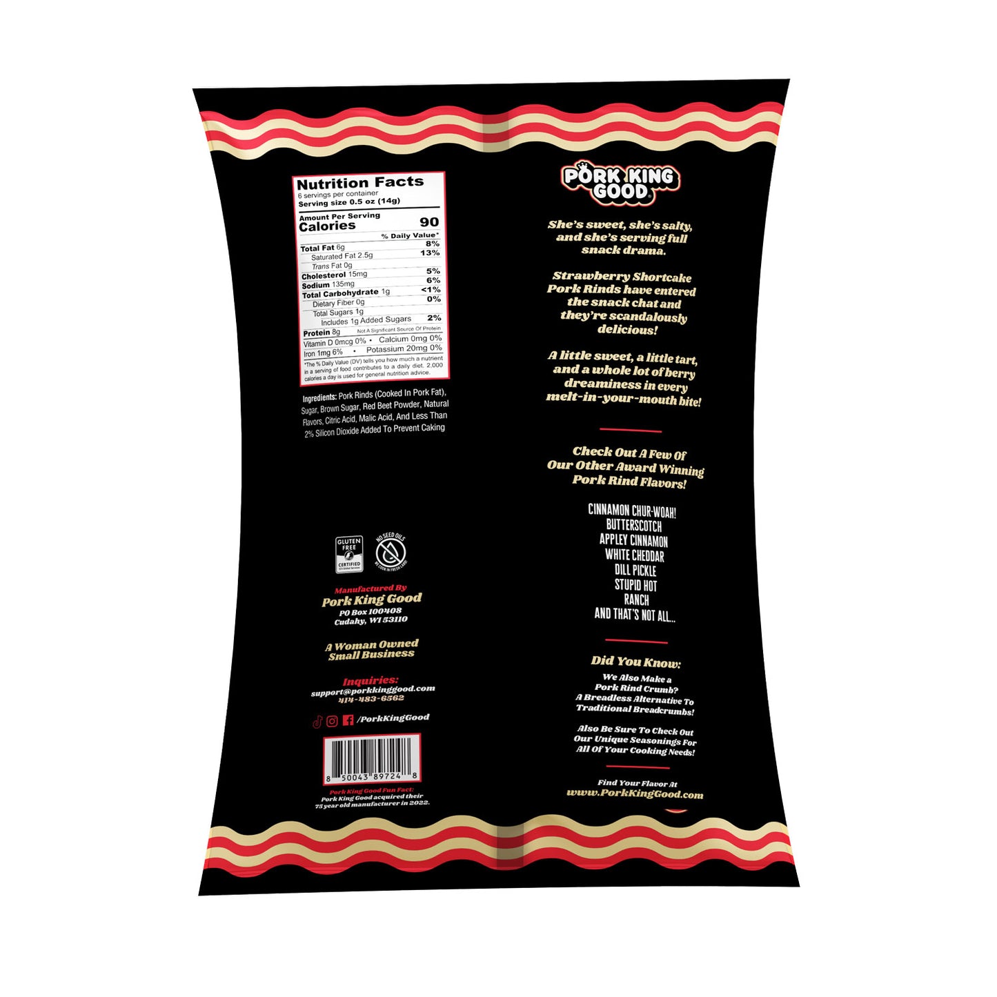 Pork King Good Strawberry Shortcake Pork Rinds - 3 oz