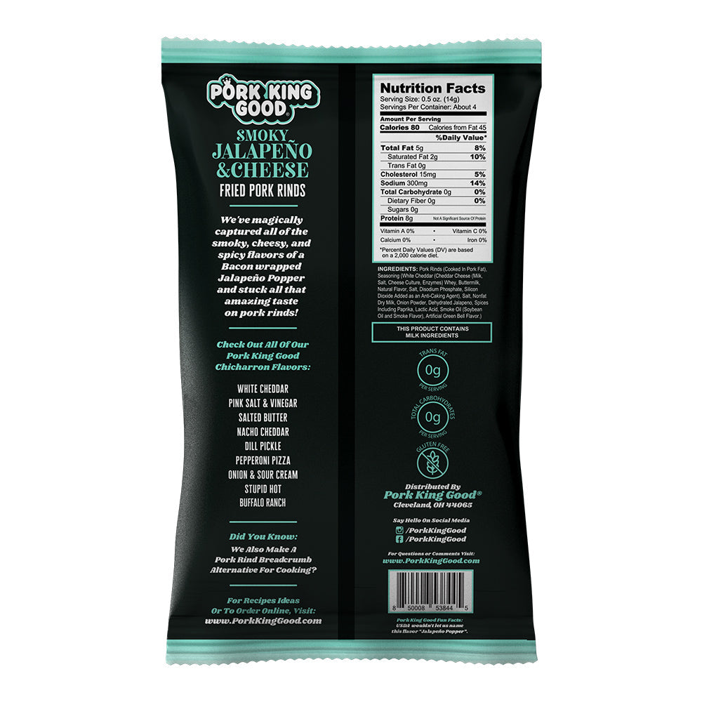 Pork King Good Smoky Jalapeño & Cheese Pork Rinds 1.75 oz - Single Bag