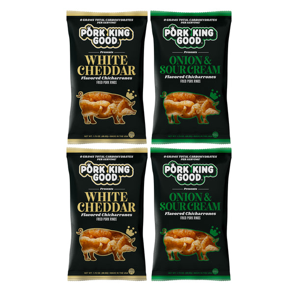 Pork King Good Variety 4 Pack White Cheddar / Onion & Sour Cream
